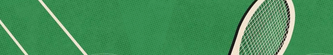 Tennis racket on a green tennis court