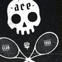 Skull design with tennis rackets and 'ace club' text on a black background thumbnail 3