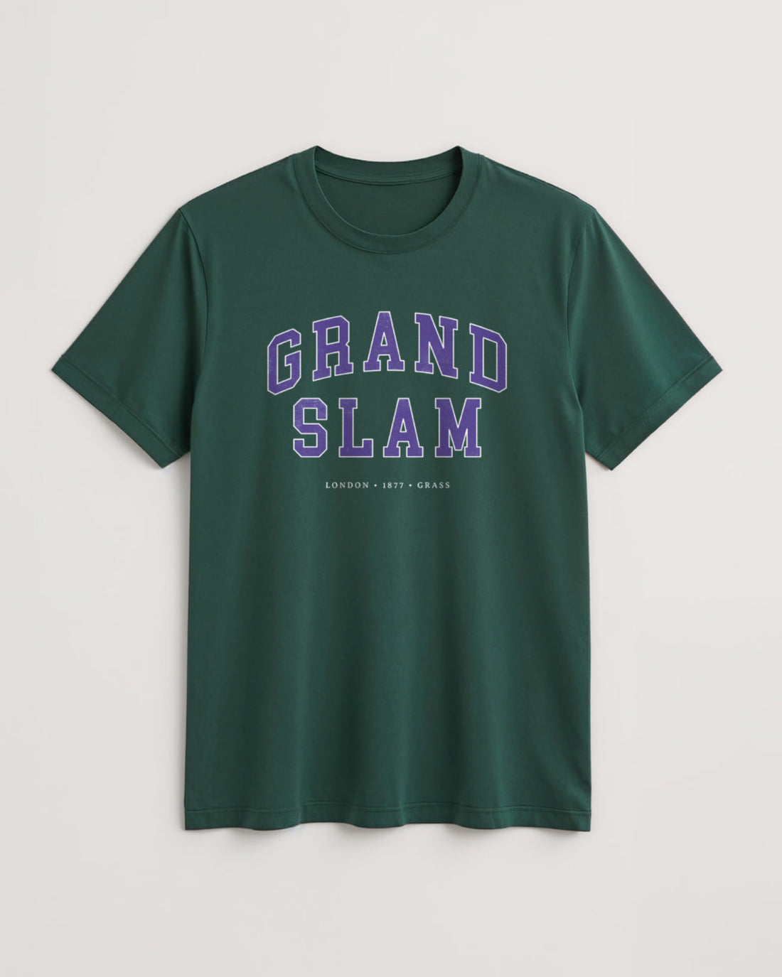 Green t-shirt with 'Grand Slam' text on a light background