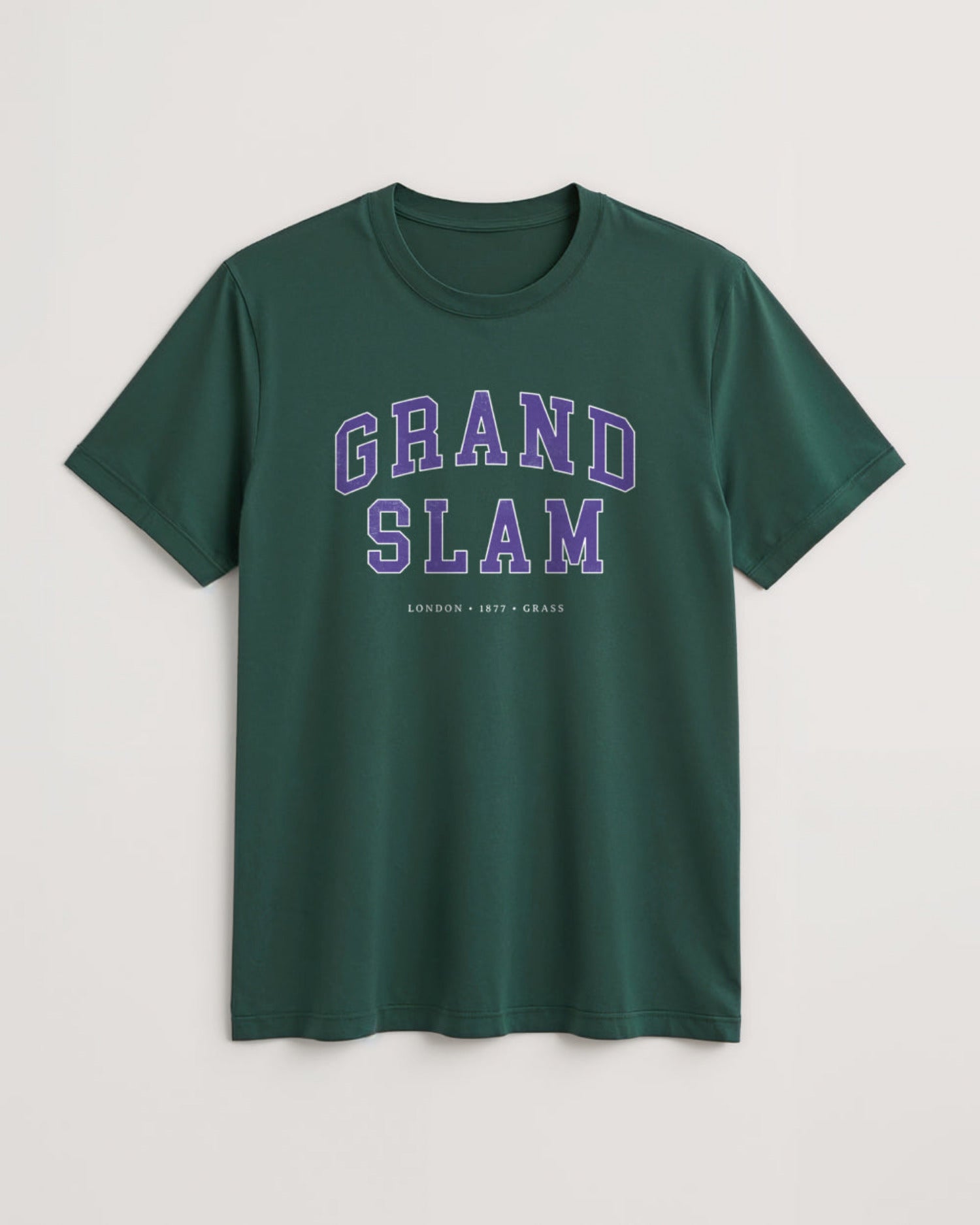 Green t-shirt with 'Grand Slam' text on a light background